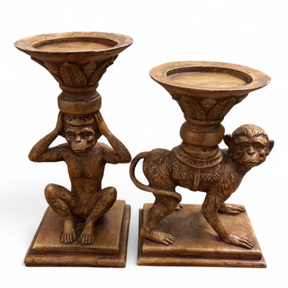 Monkey Candle Holders Mid Century Style Set of 2